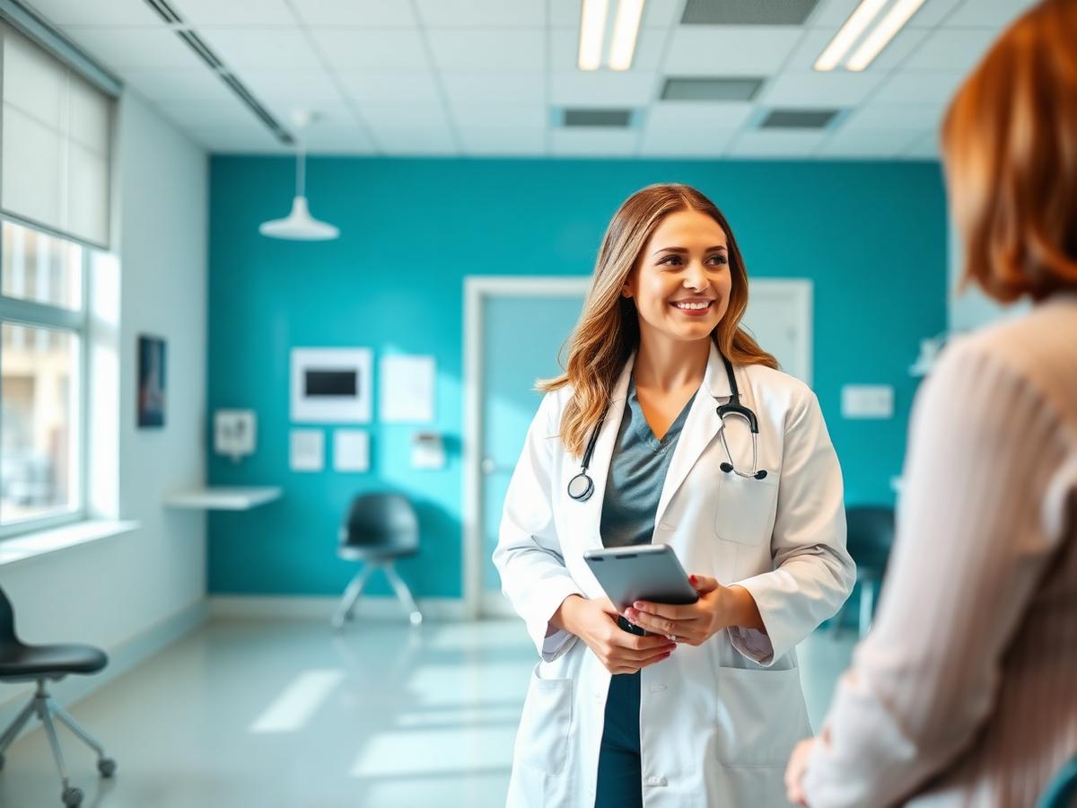 Médica atendendo paciente em consultório da Clínica Vitalis